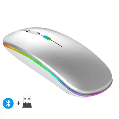Rechargeable Wireless Mouse Bluetooth-Compatible 2.4Ghz Dual Modes Computer Mice with Nano Receiver for PC Laptop Macbook