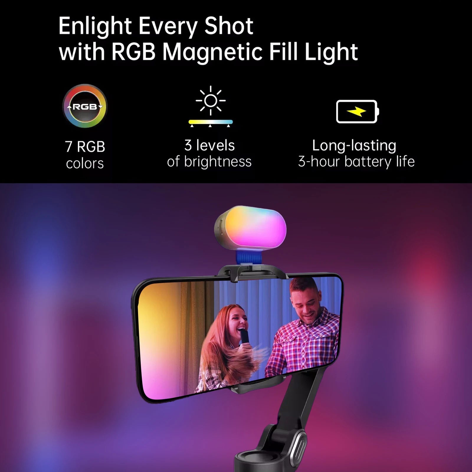 Smart XE Kit Gimbal Stabilizer for Smartphone Iphone Video Recording Magnetic Fill Light 3-Axis Foldable Android Gimble